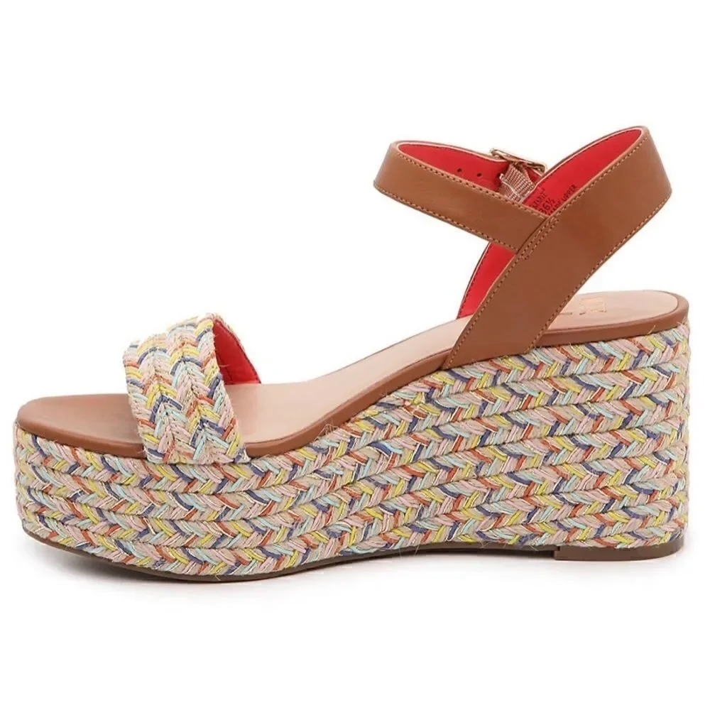 MIX NO. 6 CAMMIE WEDGE SANDAL in Color Cognac/Multi